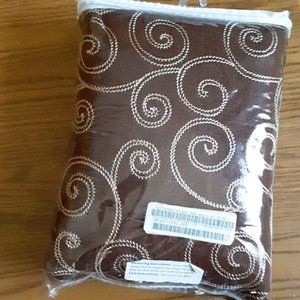 Set of 2 Cypress 51W X 120L Semi-Sheer Brown with Gold Design Curtains